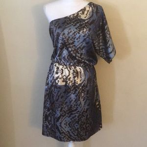 Dots One Sleeve Blue Dress